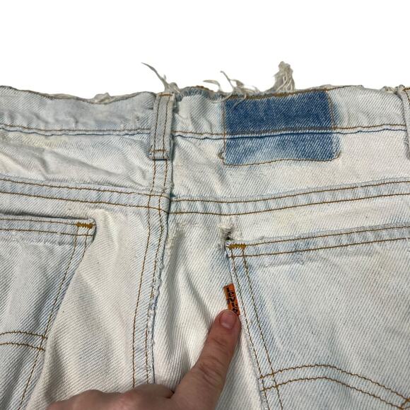 Levi’s VTG 90s 560 Loose Fit Baggy Jean Shorts Jort Orange Tab FLAW Acid Wash 36 - Picture 6 of 10